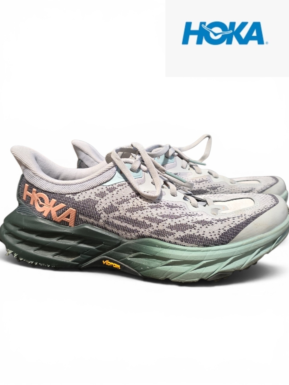 HOKA One One W Speedgoat 5 Womens Sneakers Size 7B Harbor Mist Spruce Gorpcore